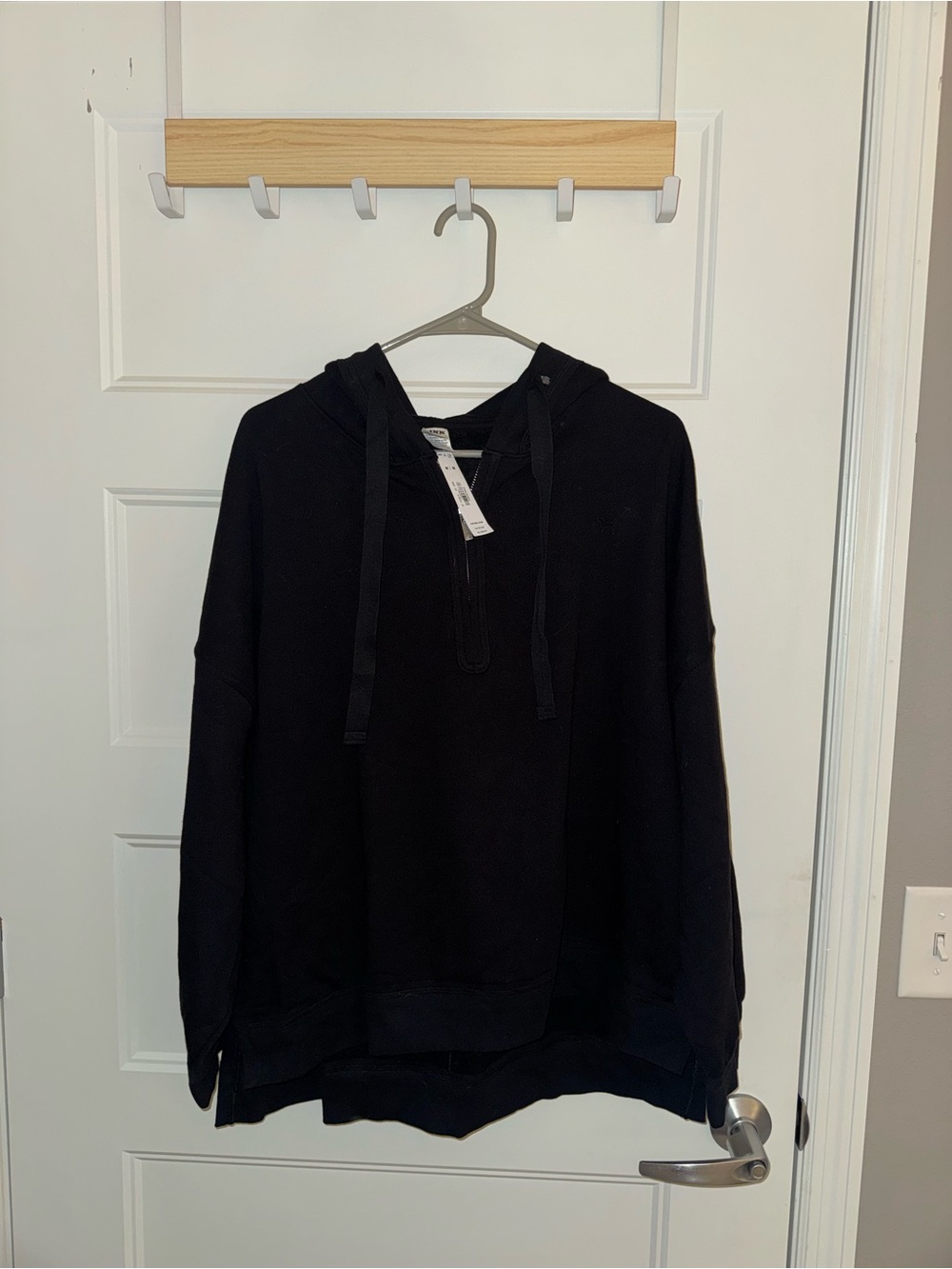 PINK Victoria's Secret Black Zip-Up Hooded Sweatshirt